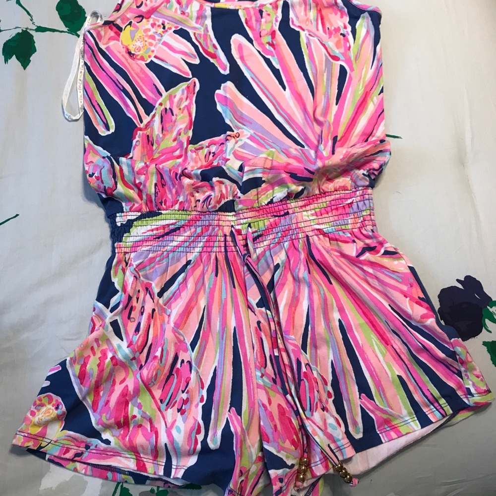 Lilly Pulitzer Pink and Blue Tropical Romper